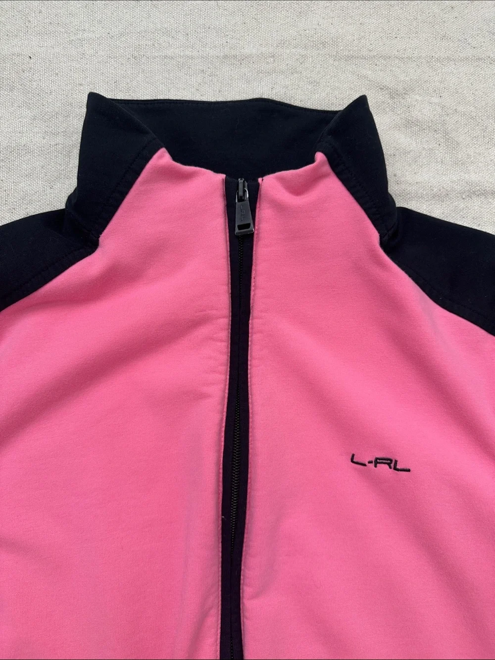 Lauren Active Ralph Lauren Pink & Black Full-Zip Long Sleeve Sweatshirt Size L - Picture 4 of 9